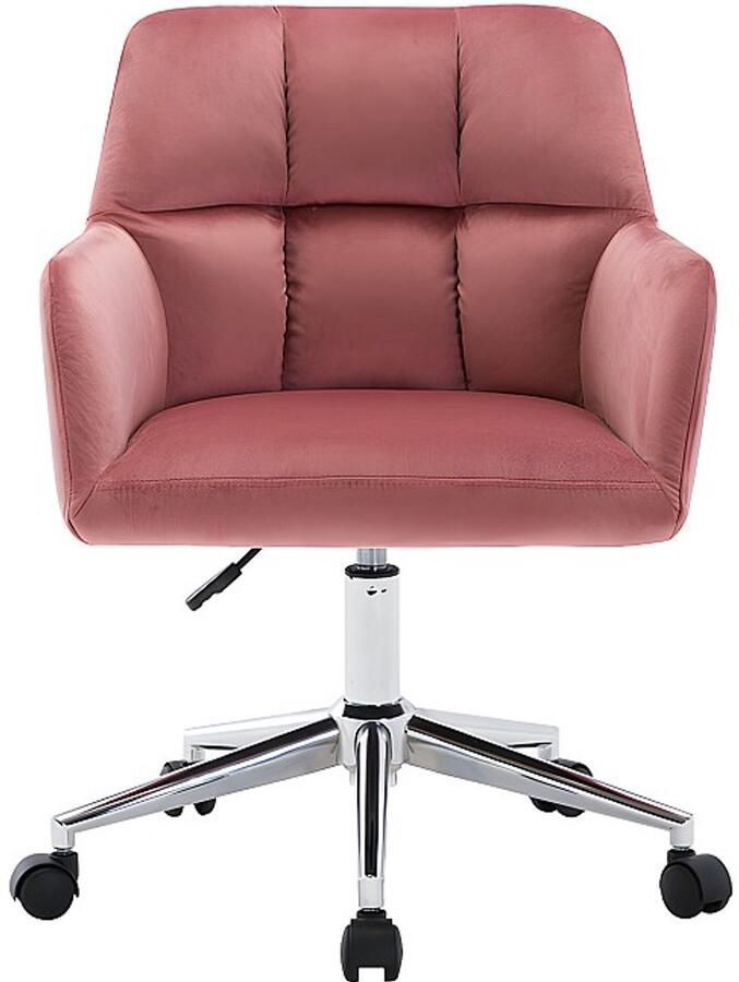 Pascal Morabito Bureaustoel Fluweel Roze Verstelbare hoogte PEGA L 59 cm x H 86 cm x D 60 cm - Foto 2