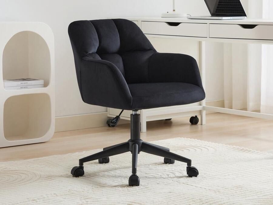 Pascal Morabito Bureaustoel Fluweel Zwart Verstelbare hoogte PEGA van L 59 cm x H 86 cm x D 60 cm - Foto 2