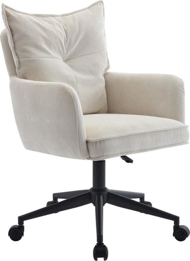 Pascal Morabito Bureaustoel Ribfluweel Crème en zwart Verstelbare hoogte BATARU van L 59.5 cm x H 88 cm x D 64 cm - Foto 2