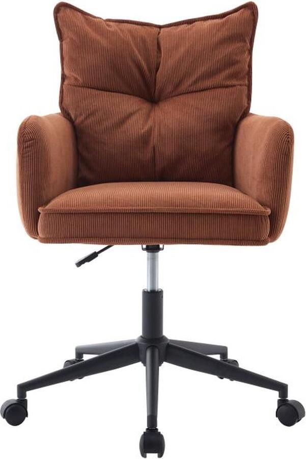 Pascal Morabito Bureaustoel Ribfluweel Terracotta en zwart Verstelbare hoogte BATARU van L 59.5 cm x H 88 cm x D 64 cm