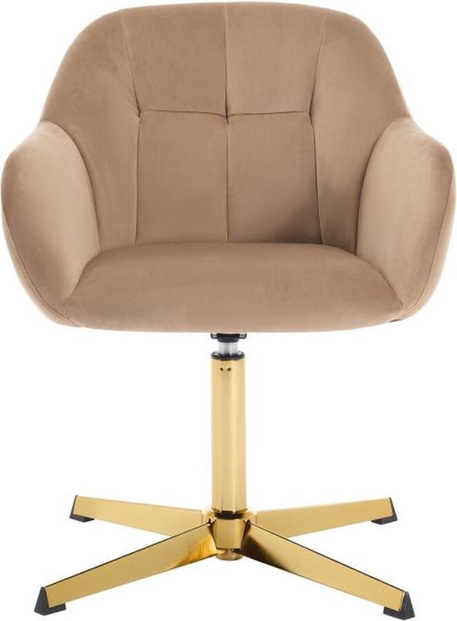 Pascal Morabito Bureaustoel van velours Beige en goudkleurig LANCIEGA van L 59.5 cm x H 79 cm x D 61 cm