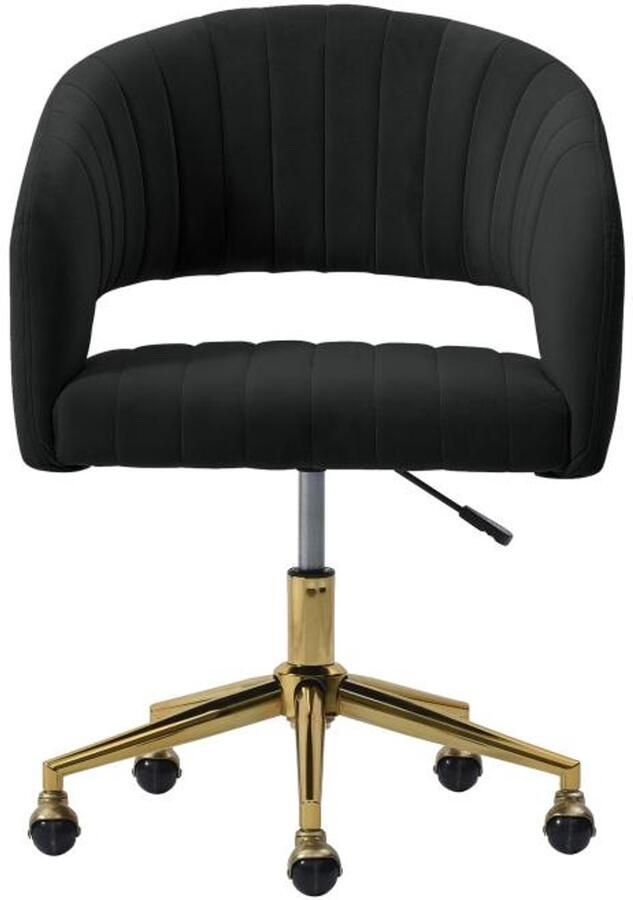 Pascal Morabito Bureaustoel van velours Zwart en goudkleurig Verstelbare hoogte TIRIESI van L 61 cm x H 87 cm x D 56 cm