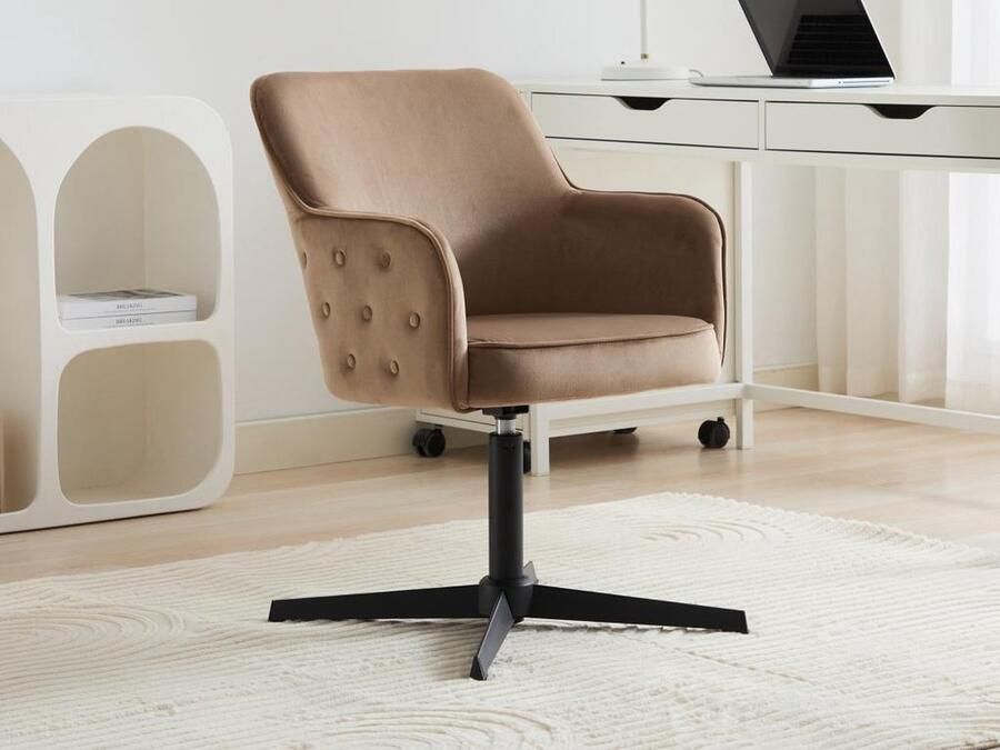 Pascal Morabito Bureaustoel Velours Beige en zwart CAPULI van L 70 cm x H 80 cm x D 70 cm - Foto 2