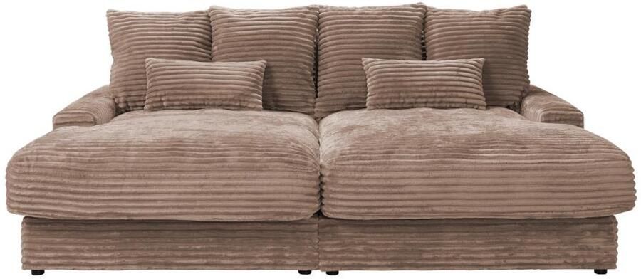 Pascal Morabito Comfortabele driezitsbank met diepe zitting van taupegrijs ribfluweel met brede ribbels CALAZO van