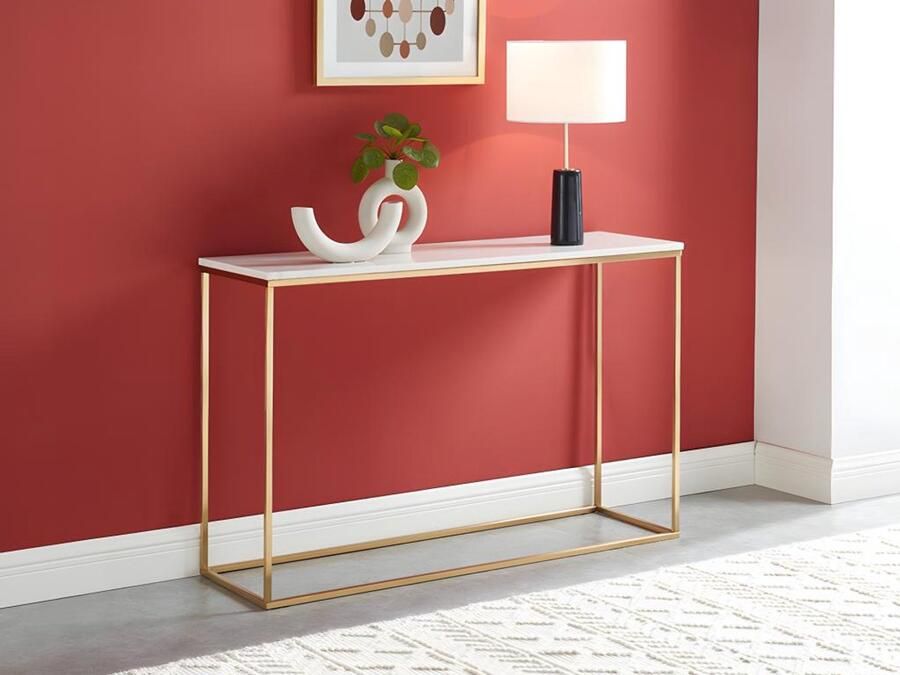 Pascal Morabito Design sidetable ARETHA Marmer en metaal Wit en goudkleurig van L 120 cm x H 76 cm x D 35 cm - Foto 2