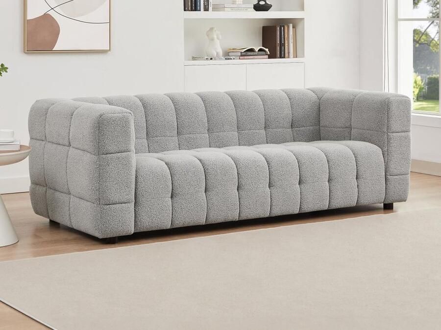 Pascal Morabito Driezitsbank van lichtgrijze boucléstof LERICI van L 213 cm x H 72 cm x D 89 cm - Foto 3