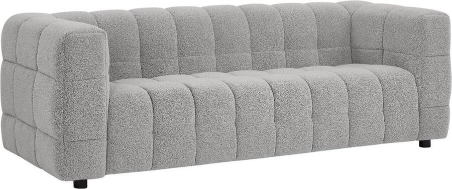 Pascal Morabito Driezitsbank van lichtgrijze boucléstof LERICI van L 213 cm x H 72 cm x D 89 cm