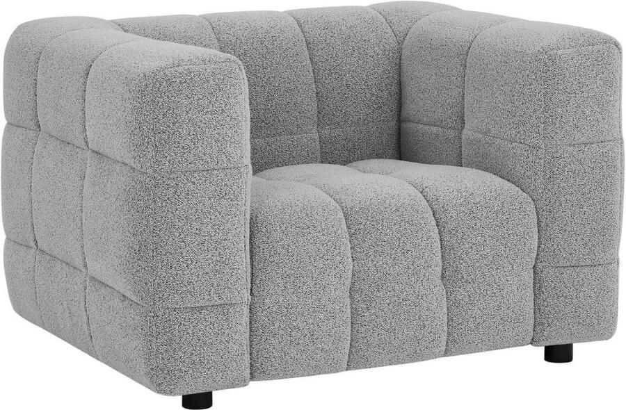 Pascal Morabito Fauteuil van lichtgrijze boucléstof LERICI van L 106 cm x H 72 cm x D 89 cm - Foto 3