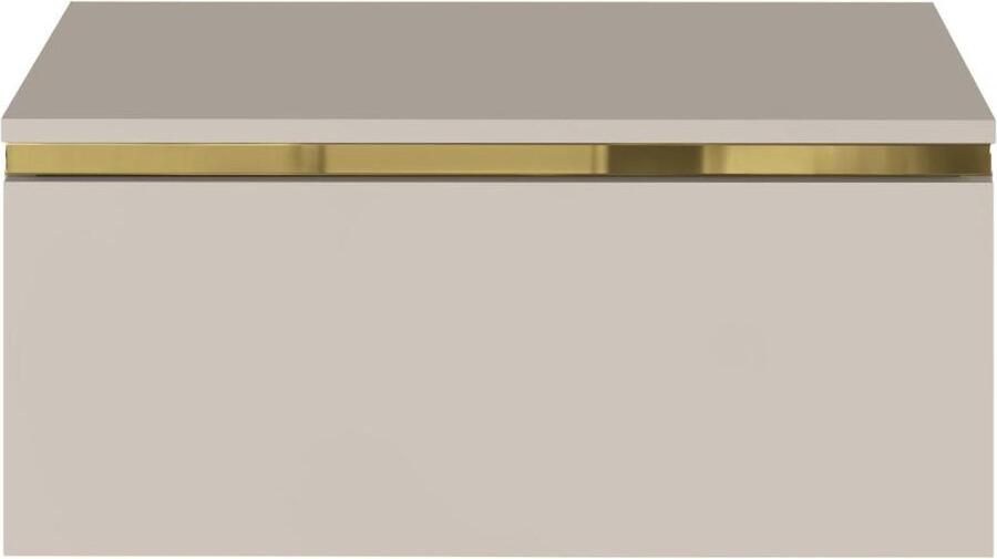 Pascal Morabito Hangend nachtkastje met 1 lade Beige en goudkleurig VUKIA van L 48.5 cm x H 19.8 cm x D 38.2 cm