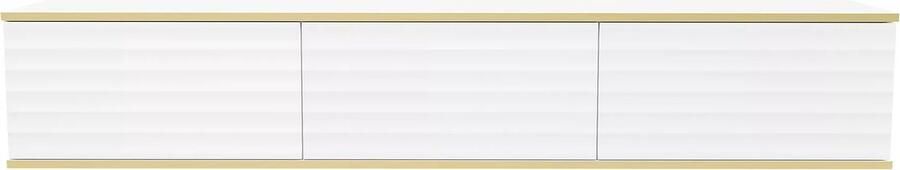 Pascal Morabito Hangend tv-meubel met 3 deurtjes van mdf Wit en goud ALESAR van L 170 cm x H 30 cm x D 35 cm - Foto 2