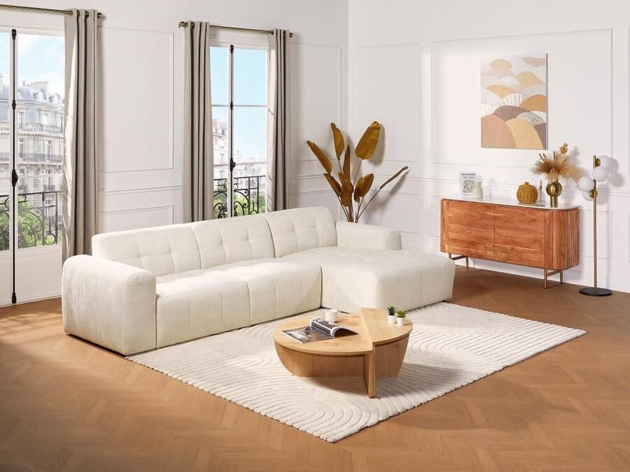 Pascal Morabito Hoekbank met hoek rechts van ivoorwitte stof met textuur FRISALO van L 304 cm x H 78 cm x D 160 cm - Foto 2