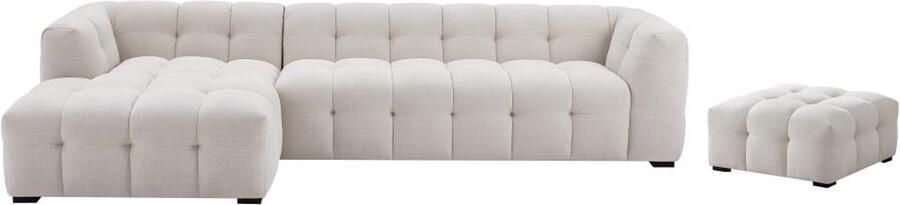 Pascal Morabito Hoekslaapbank met hoek links en poef van gechineerde beige stof DILOME van L 314 cm x H 68 cm x D 168 cm - Foto 2