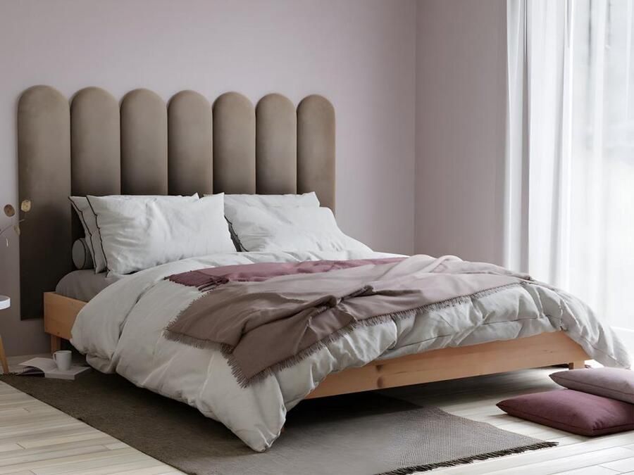 Pascal Morabito JAPI wandpaneel hoofdbord 210 cm Fluweel Beige van L 210 cm x H 130 cm x D 5 cm