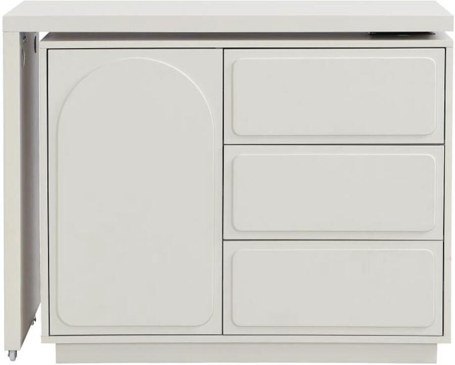 Pascal Morabito Kaptafel met draaiende hoek 3 lades en 1 deurtje Mdf Beige VELANTO L 168 cm x H 78.5 cm x D 40 cm - Foto 2