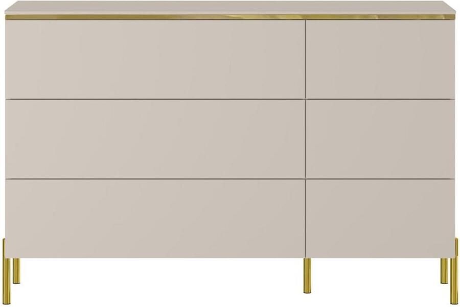 Pascal Morabito Ladekast met 6 lades Beige en goud VUKIA van L 137.6 cm x H 91 cm x D 39.6 cm - Foto 2