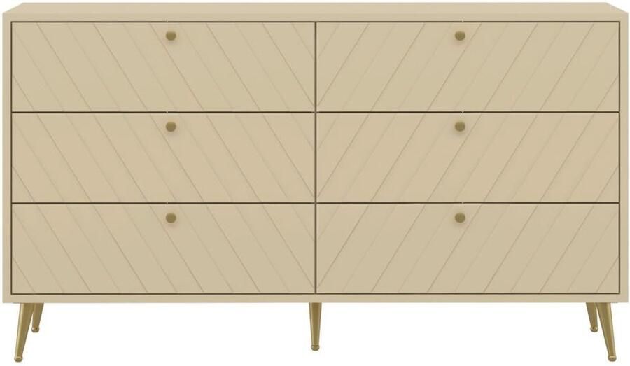 Pascal Morabito Ladekast met 6 lades Beige TEODA van L 140 cm x H 80 cm x D 40 cm - Foto 2