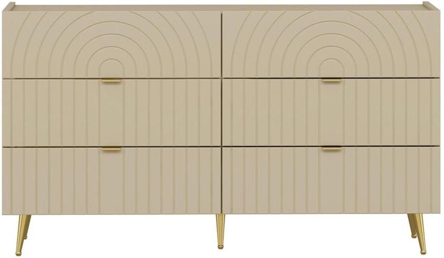 Pascal Morabito Ladekast met 6 lades Beige TEODA van L 140 cm x H 80 cm x D 40 cm