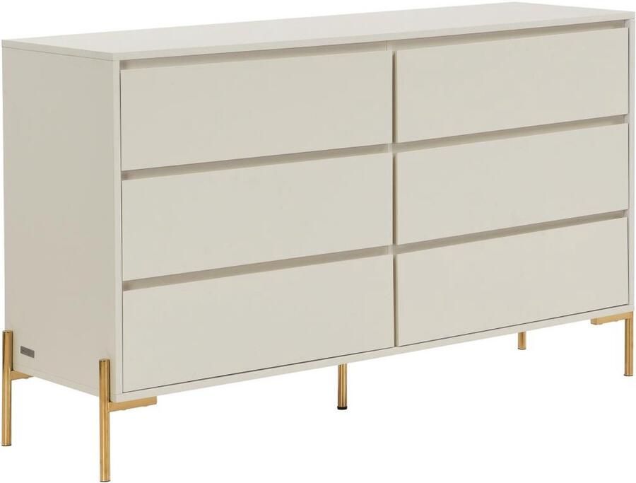 Pascal Morabito Ladekast met 6 lades Mdf en metaal Beige en goud KORAZA van L 140 cm x H 82.5 cm x D 40 cm