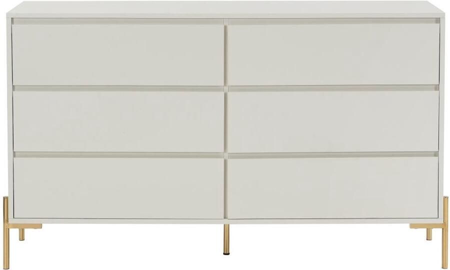Pascal Morabito Ladekast met 6 lades Mdf en metaal Beige en goud KORAZA van L 140 cm x H 82.5 cm x D 40 cm - Foto 2