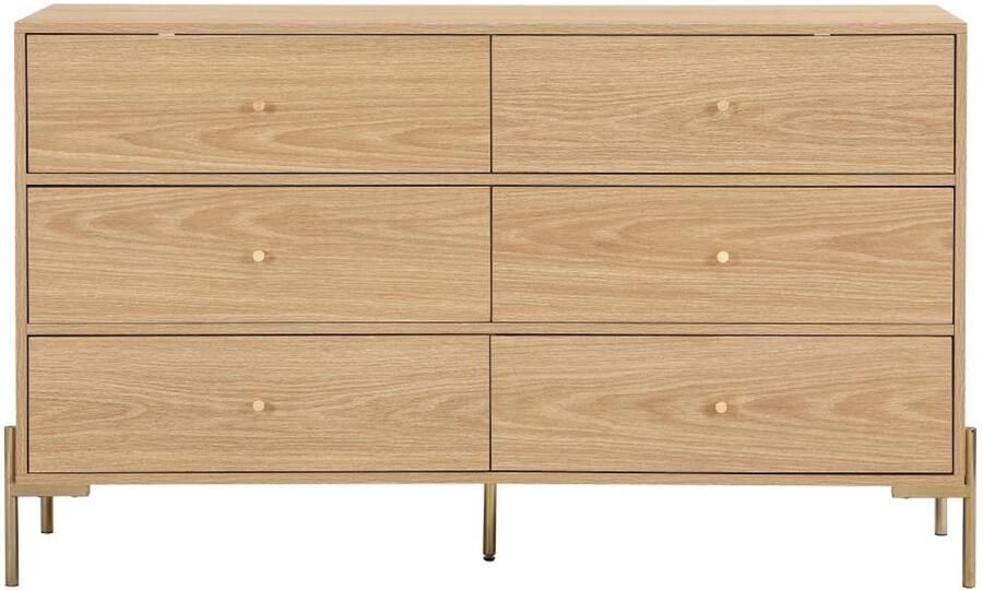 Pascal Morabito Ladekast met 6 lades Mdf en metaal naturel en oud MILAVIA van L 140 cm x H 82 cm x D 40 cm - Foto 2