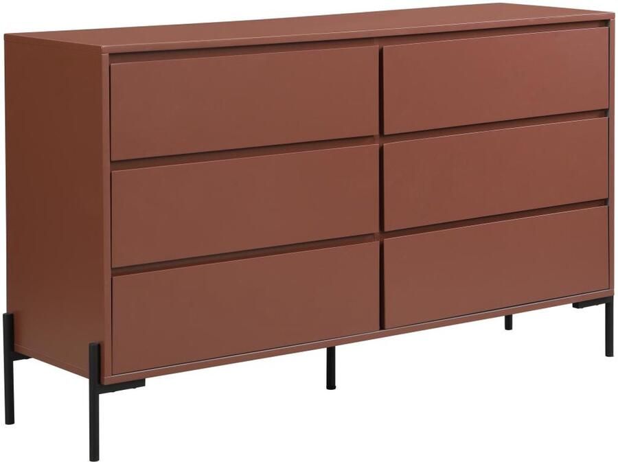 Pascal Morabito Ladekast met 6 lades Mdf en metaal Terracotta en zwart KORASA van L 140 cm x H 82.5 cm x D 40 cm - Foto 2