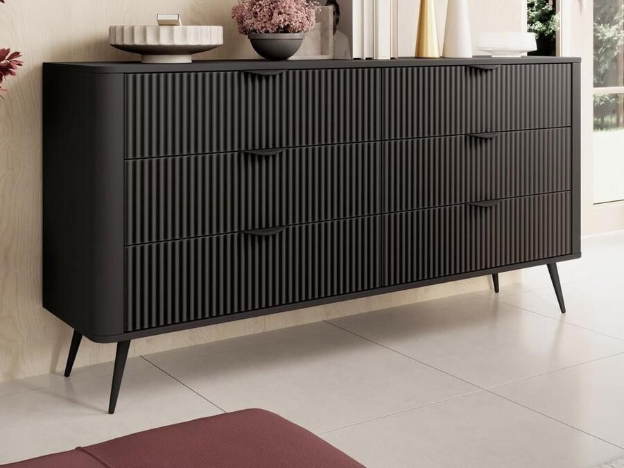 Pascal Morabito Ladekast met 6 lades Zwart ELONARIA van L 163.2 cm x H 81.2 cm x D 38 cm