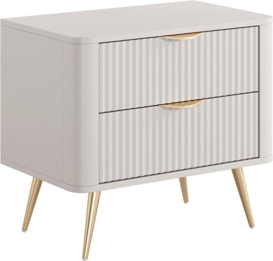 Pascal Morabito Nachtkastje 2 lades Beige en goudkleurig ELONARIA van L 63.2 cm x H 55.3 cm x D 38 cm - Foto 2