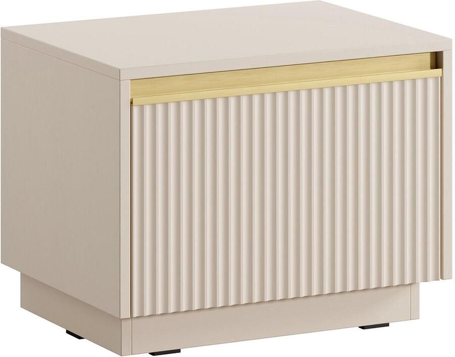 Pascal Morabito Nachtkastje met 1 lade Mdf Beige en goudkleurig POSINIA van L 53.6 cm x H 42 cm x D 39 cm - Foto 2