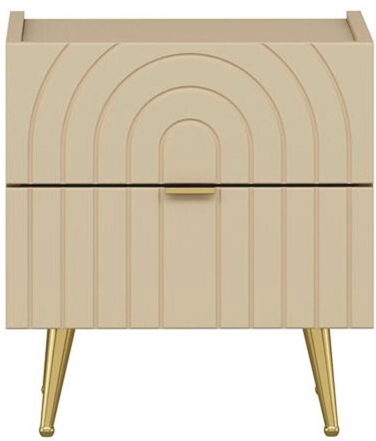Pascal Morabito Nachtkastje met 2 lades Beige NORSIM van L 45 cm x H 40 cm x D 49.5 cm