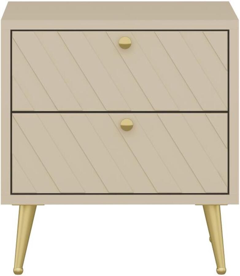 Pascal Morabito Nachtkastje met 2 lades Beige TEODA van L 45 cm x H 40 cm x D 49.5 cm