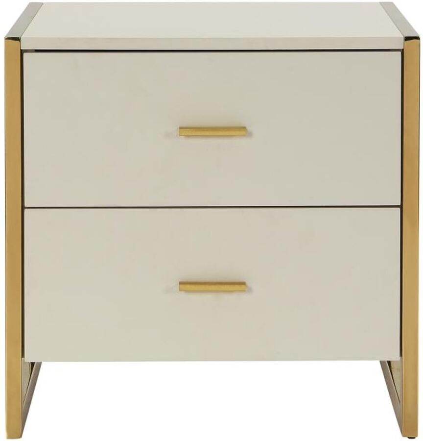 Pascal Morabito Nachtkastje met 2 lades Mdf Beige en goud OMBRELIA van L 50 cm x H 50 cm x D 40 cm
