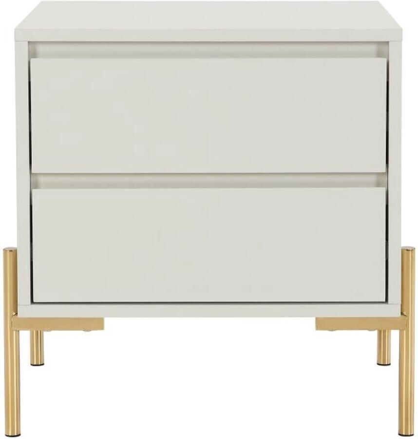 Pascal Morabito Nachtkastje met 2 lades Mdf en metaal Beige en goud KORASA van L 50 cm x H 50 cm x D 40 cm