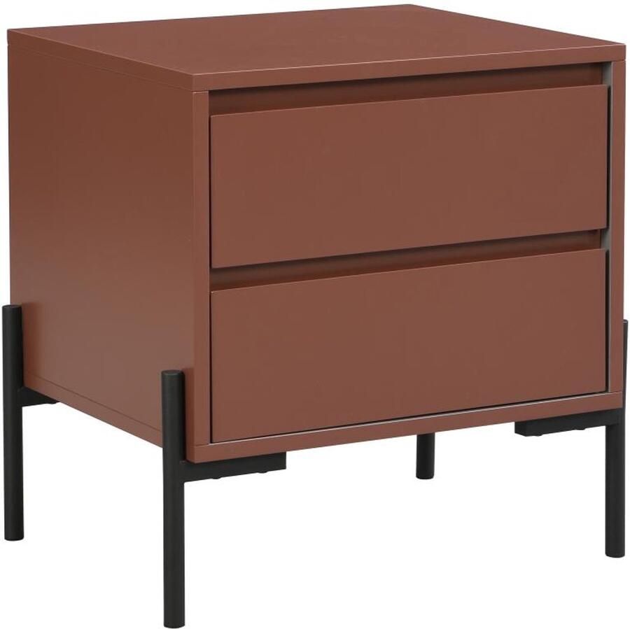 Pascal Morabito Nachtkastje met 2 lades Mdf en metaal Terracotta en zwart KORASA van L 50 cm x H 50 cm x D 40 cm - Foto 2