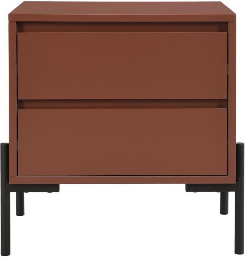 Pascal Morabito Nachtkastje met 2 lades Mdf en metaal Terracotta en zwart KORASA van L 50 cm x H 50 cm x D 40 cm