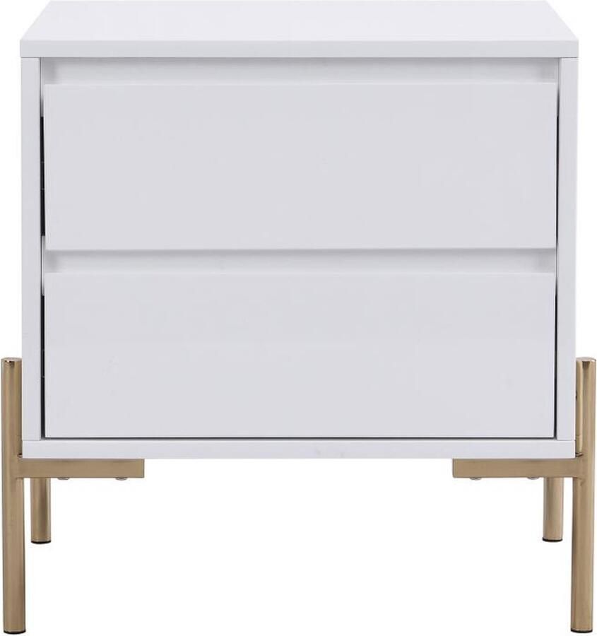 Pascal Morabito Nachtkastje met 2 laden Mdf en metaal Wit gelakt en goudkleurig KORASA van L 50 cm x H 50 cm x D 40 cm - Foto 2
