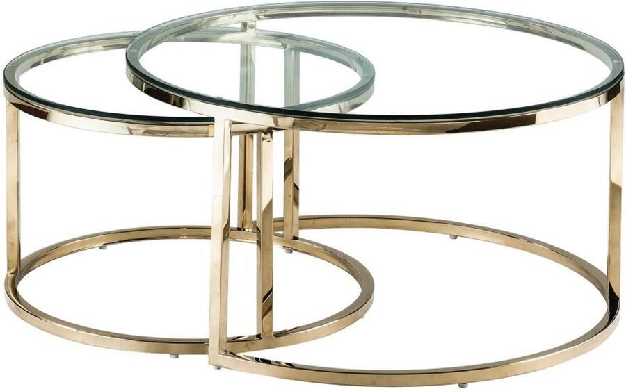 Pascal Morabito Nesttafels van gehard glas en roestvrij staal Goudkleurig MAEVANE II door