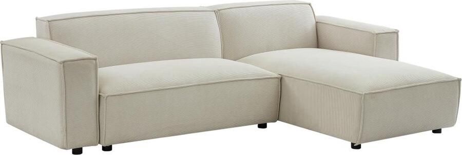 Pascal Morabito Omkeerbare hoekbank van beige ribfluweel BORORE L 262 cm x H 74 cm x D 170 cm