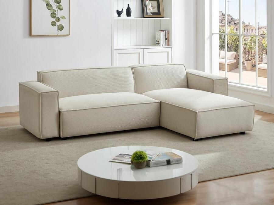 Pascal Morabito Omkeerbare hoekbank van beige ribfluweel BORORE L 262 cm x H 74 cm x D 170 cm - Foto 2