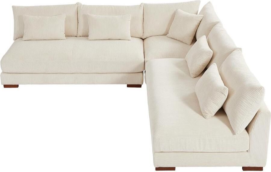 Pascal Morabito Omkeerbare hoekbank van beige ribfluweel SPERONE van L 275 cm x H 85 cm x D 275 cm