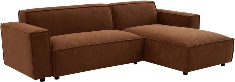 Pascal Morabito Omkeerbare hoekbank van terracottakleurig ribfluweel BORORE L 262 cm x H 74 cm x D 170 cm