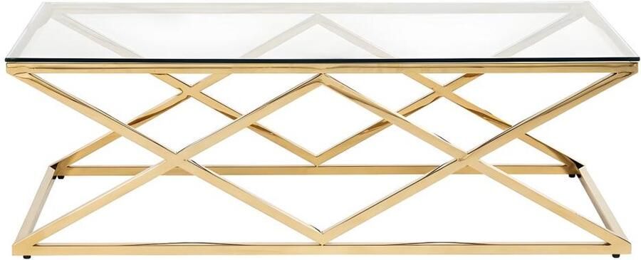 Pascal Morabito Salontafel CHARLOTTE Gehard glas en staal Goudkleurig van L 120 cm x H 40 cm x D 60 cm - Foto 3