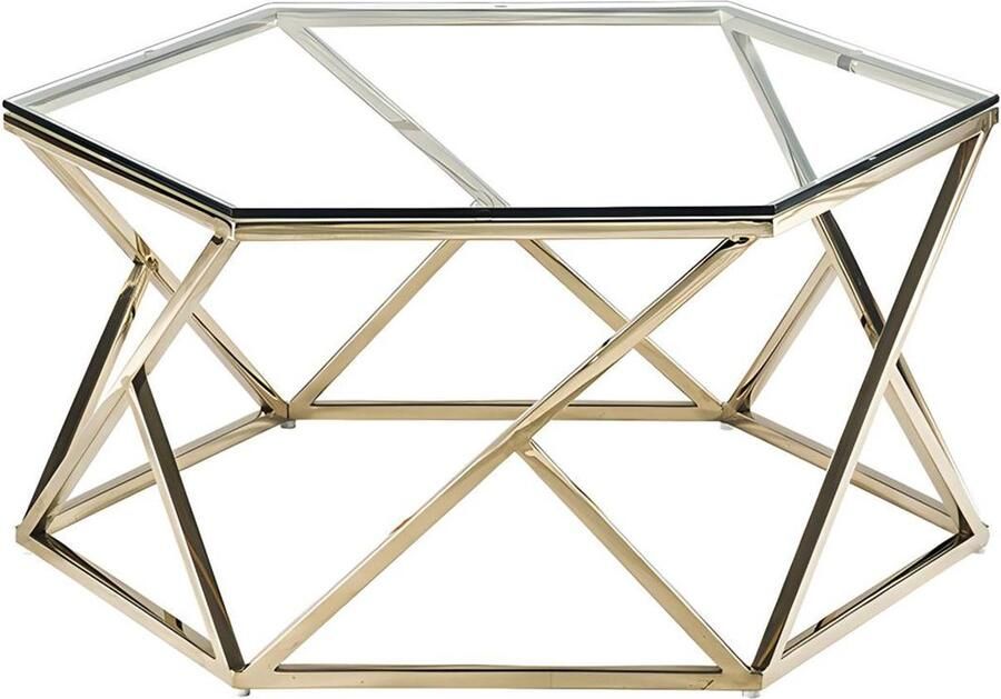 Pascal Morabito Salontafel Gehard glas en roestvrij staal Goudkleurig Keriane van L 80 cm x H 38.5 cm x D 69.5 cm