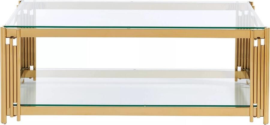 Pascal Morabito Salontafel van gehard glas en roestvrij staal Goudkleurig NOMELANO van L 123.5 cm x H 45.5 cm x D 63.5 cm - Foto 2