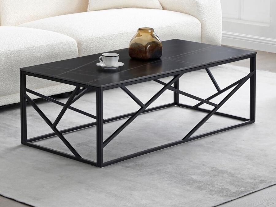 Pascal Morabito Salontafel van keramiek en metaal Zwart marmereffect MELRONE van L 120 cm x H 40.5 cm x D 60 cm - Foto 2