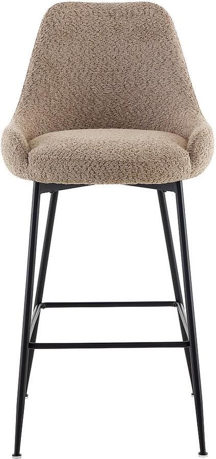 Pascal Morabito Set van 2 barkrukken in bouclé en zwart metaal Taupe TOYBA van L 52 cm x H 97 cm x D 58 cm - Foto 5