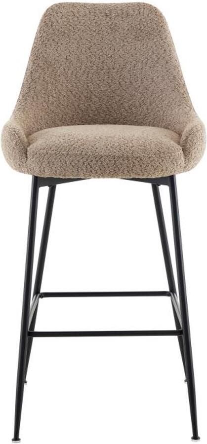 Pascal Morabito Set van 2 barkrukken in bouclé en zwart metaal Taupe TOYBA van L 52 cm x H 97 cm x D 58 cm - Foto 2