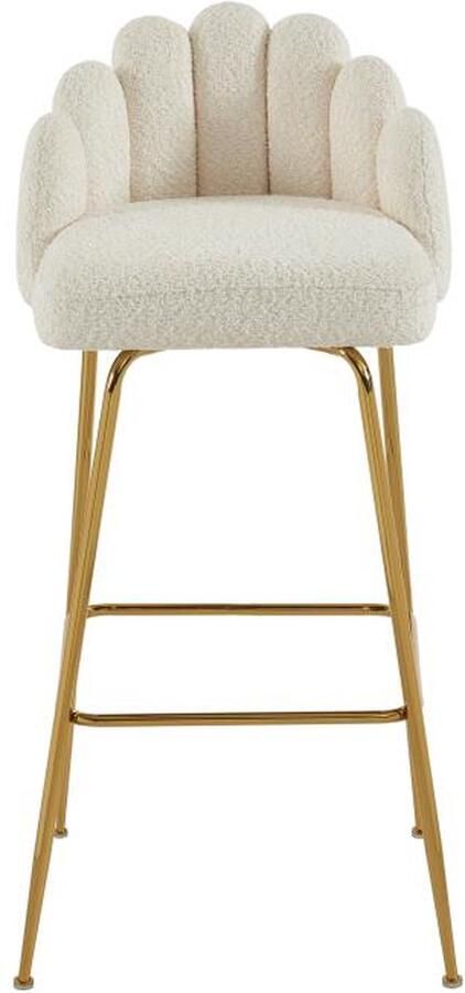 Pascal Morabito Set van 2 barkrukken in boucléstof en goudkleurig metaal – Crèmewit – ALTINAM van L 52 cm x H 101 cm x D 52.5 cm - Foto 2