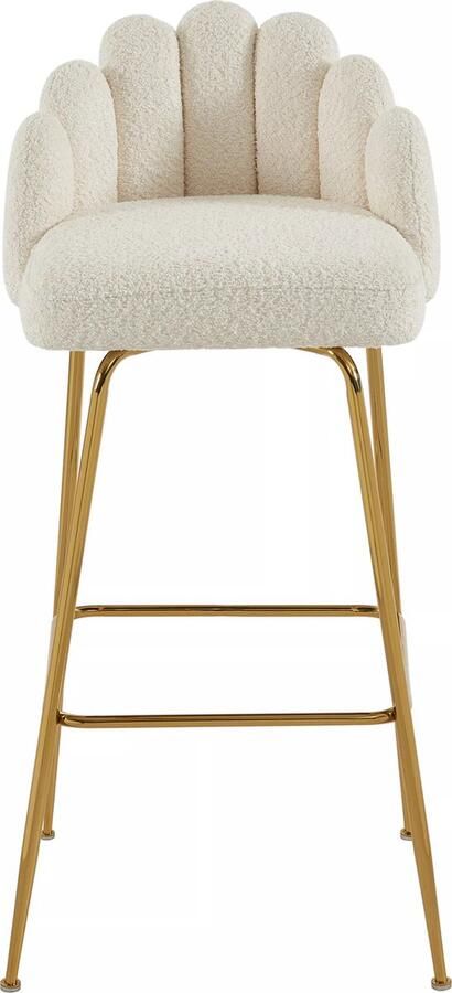 Pascal Morabito Set van 2 barkrukken in boucléstof en goudkleurig metaal – Crèmewit – ALTINAM van L 52 cm x H 101 cm x D 52.5 cm - Foto 3