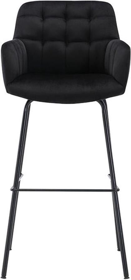 Pascal Morabito Set van 2 barkrukken in fluweel en metaal Zwart PEGA van L 50 cm x H 104 cm x D 54 cm