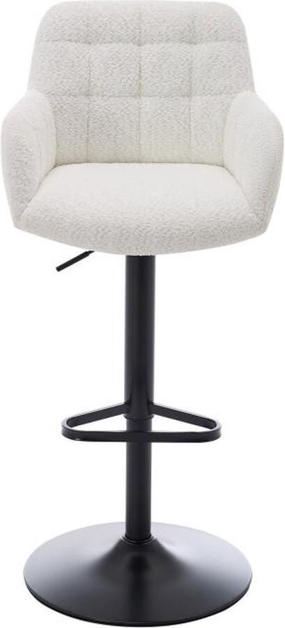 Pascal Morabito Set van 2 barkrukken van boucléstof en zwart metaal Afwtelbare hoogte Wit PEGA van L 50 cm x H 113 cm x D 49 cm - Foto 2